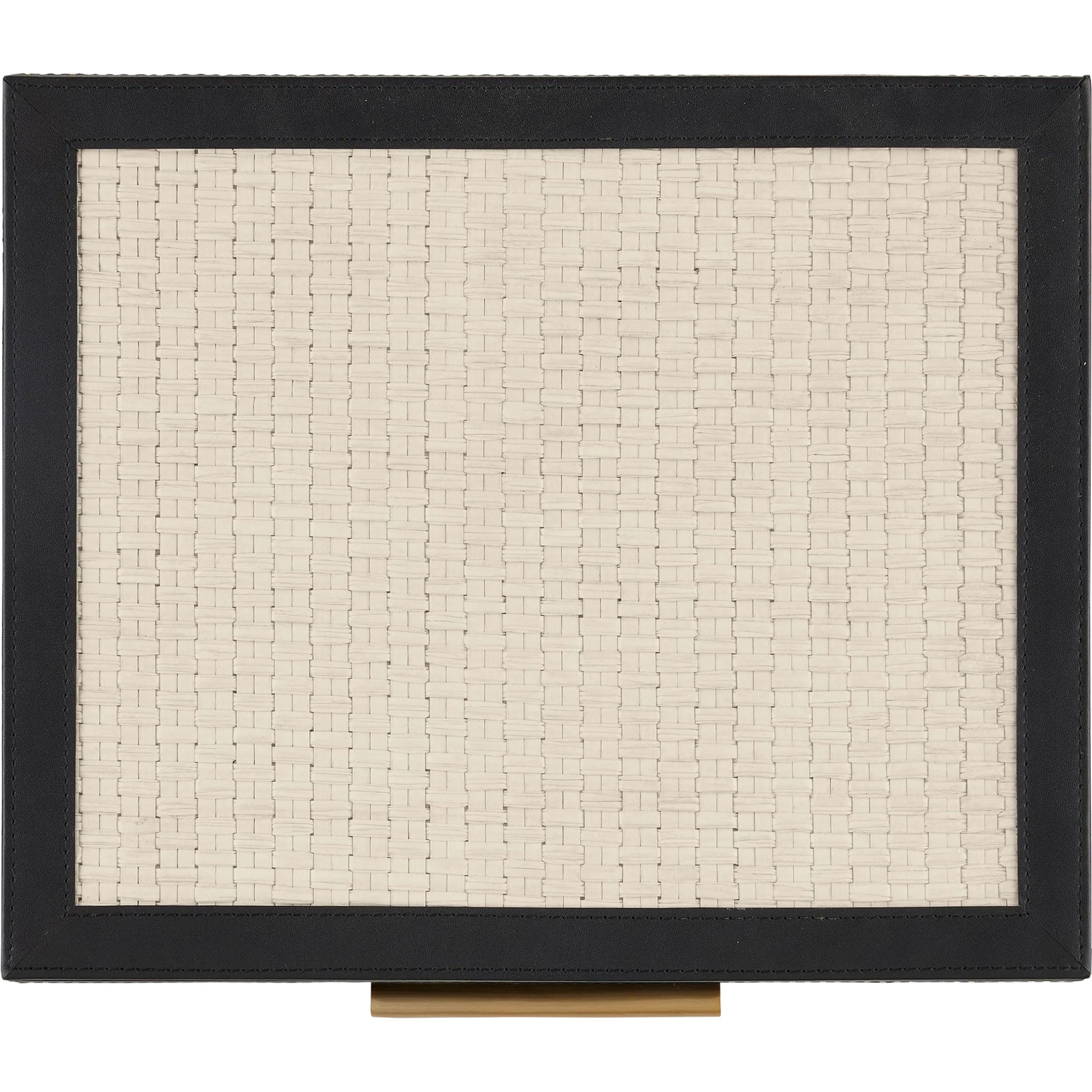 Deanna Box Set by Currey and Company in ivory, black, light antique brass, beige. Made from raffia, leather, brass, microsuede, mdf in a modern style.