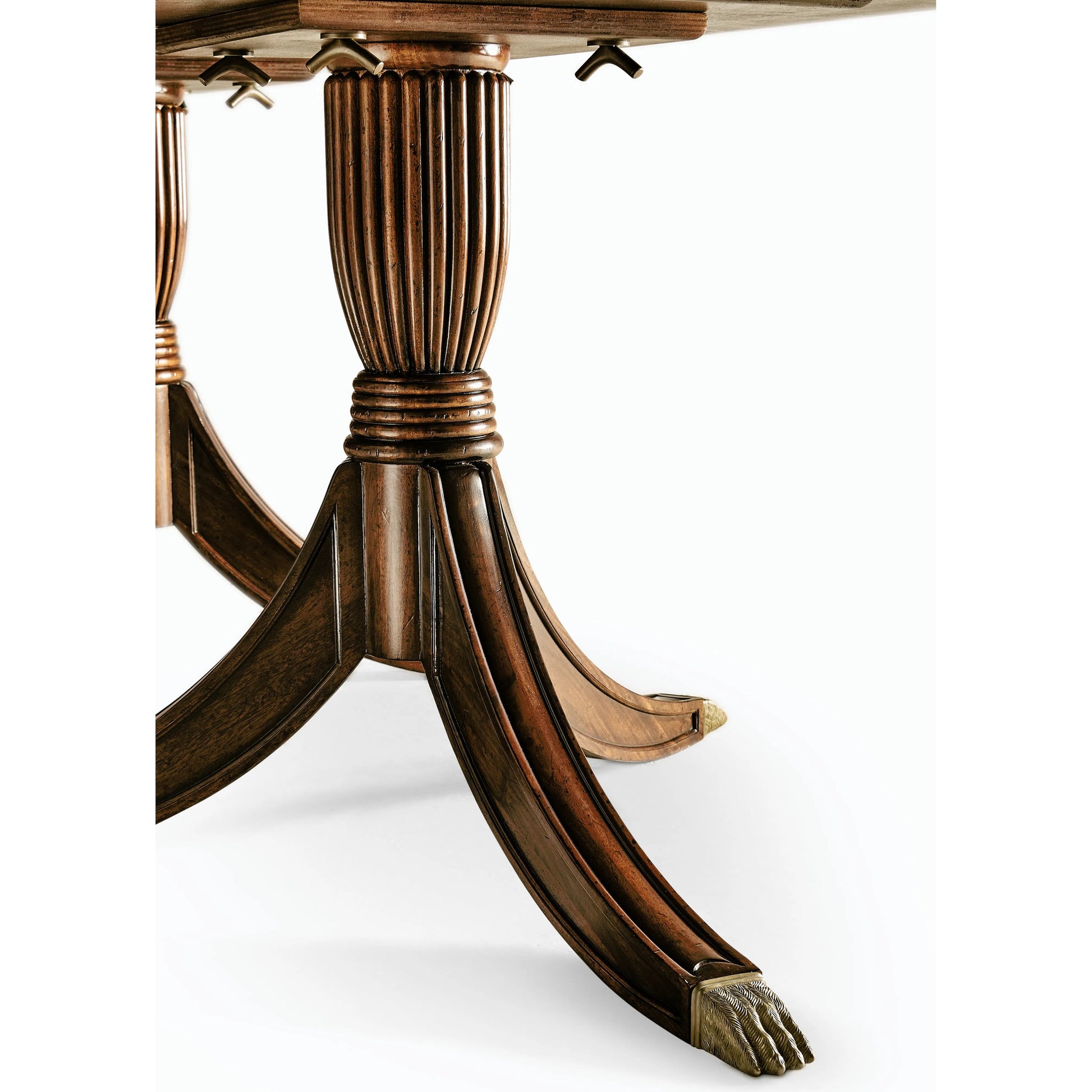 Windsor Regency Two-Leaf Mahogany Dining Table by Jonathan Charles in brown and medium antique mahogany. Made from acacia in a traditional style.