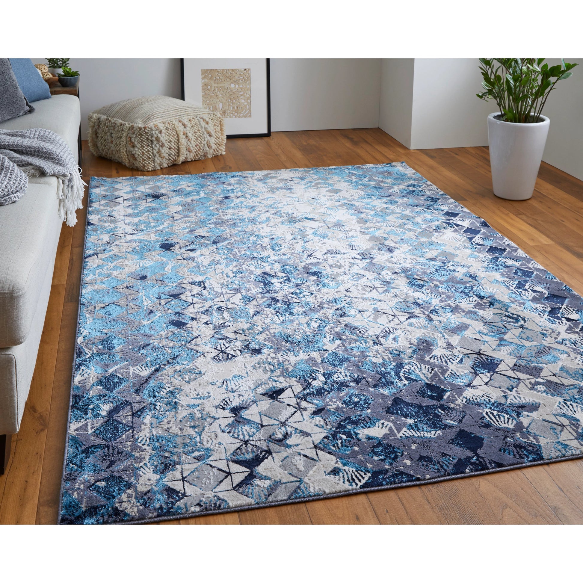 Indio Diamond Rug - 39H0F by Feizy in blue, ivory, gray. Made from unique in a unique style.