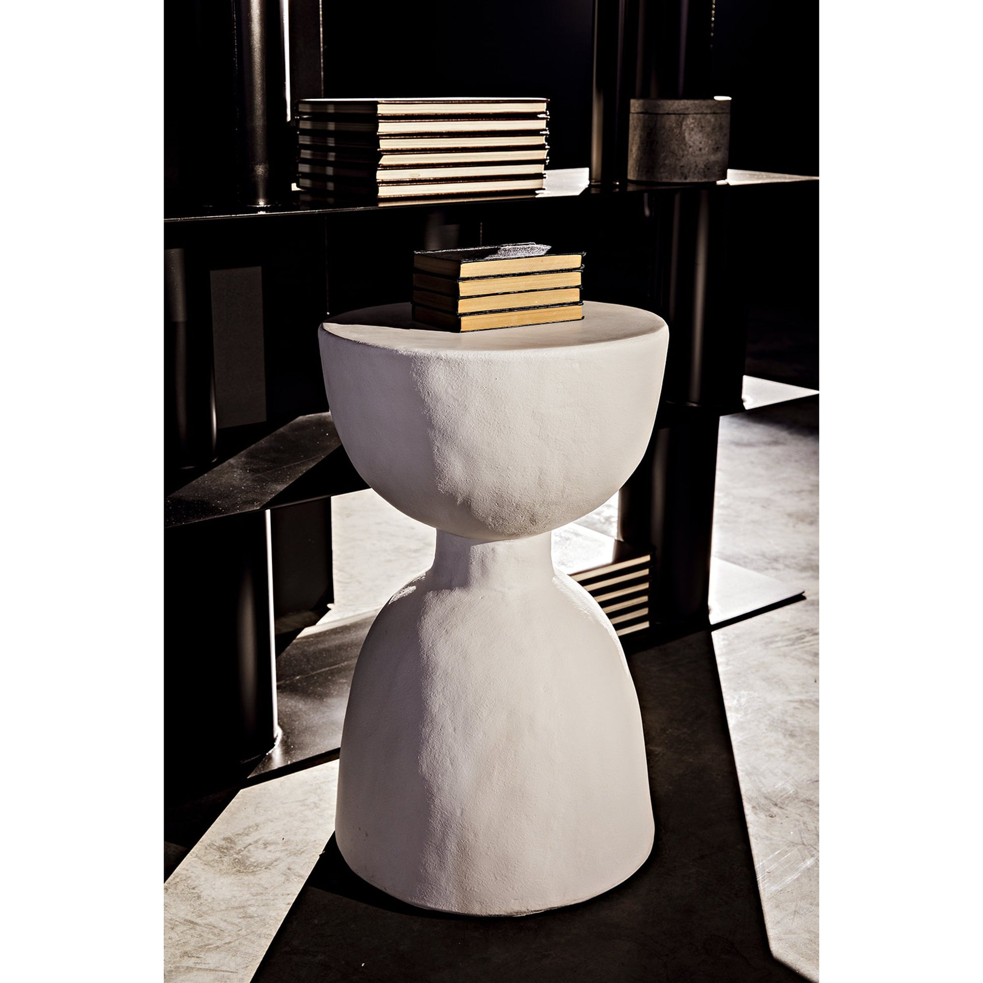 Hourglass Stool by Noir in white fiber cement. Made from fiber cement in a eclectic & global style.