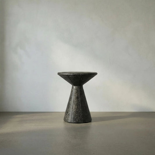 Pedestal Side Table by Noir in black. Made from fiber cement in a eclectic & global style.