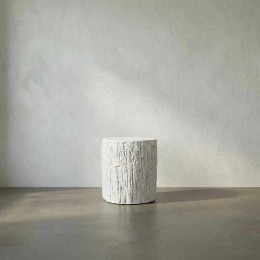 Trunk Side Table by Noir in white. Made from fiber cement in a eclectic & global style.