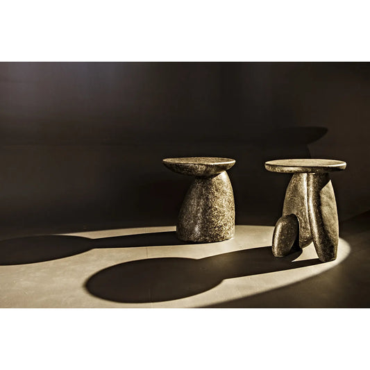 Haruki Side Table by Noir in black fiber cement. Made from fiber cement in a modern style.