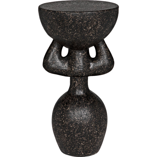 African Side Table by Noir in black fiber cement. Made from fiber cement in a modern style.