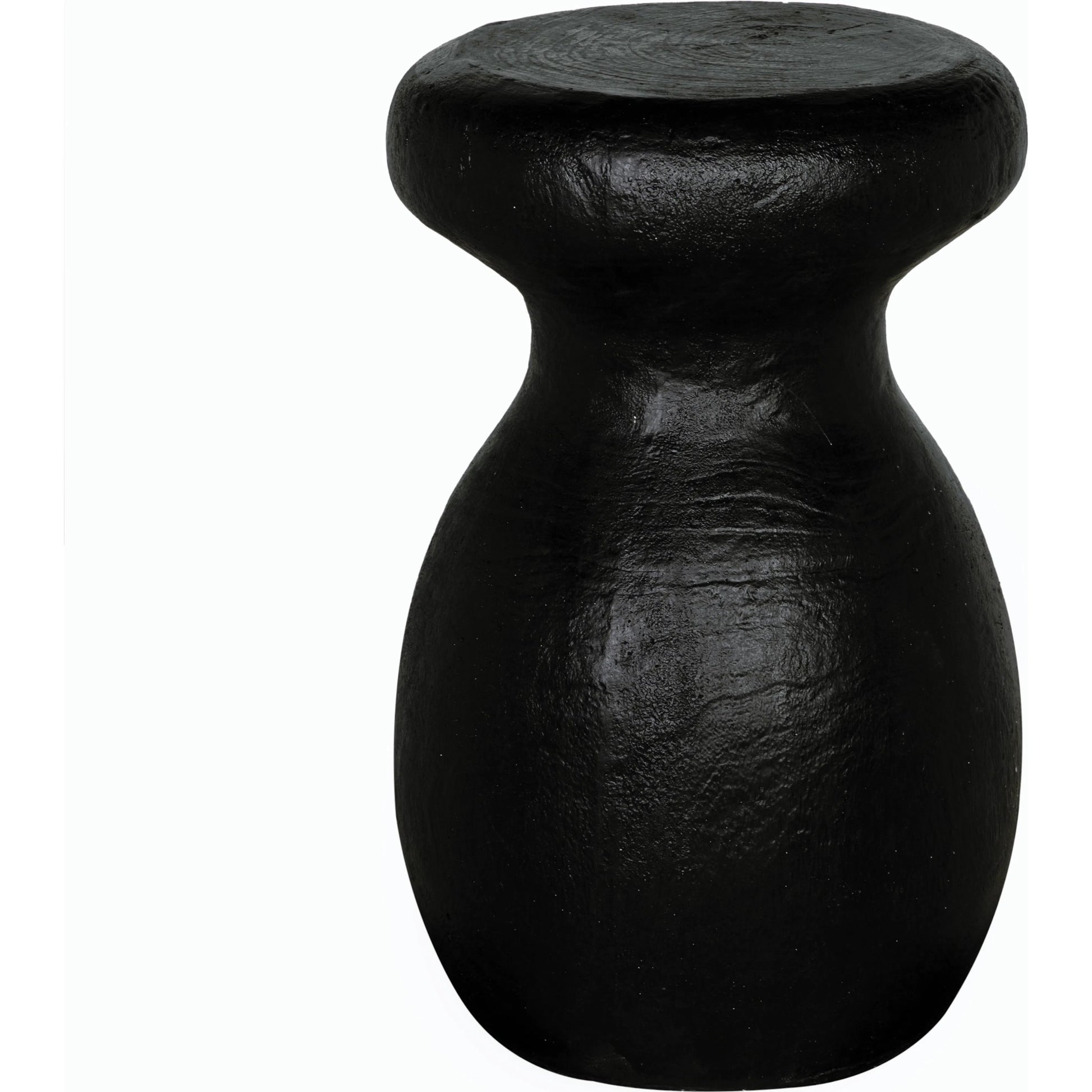 Samson Stool/Side Table by Noir in black burnt fiber cement. Made from fiber cement in a transitional style.