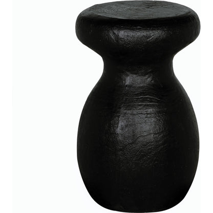Samson Stool/Side Table by Noir in black burnt fiber cement. Made from fiber cement in a transitional style.