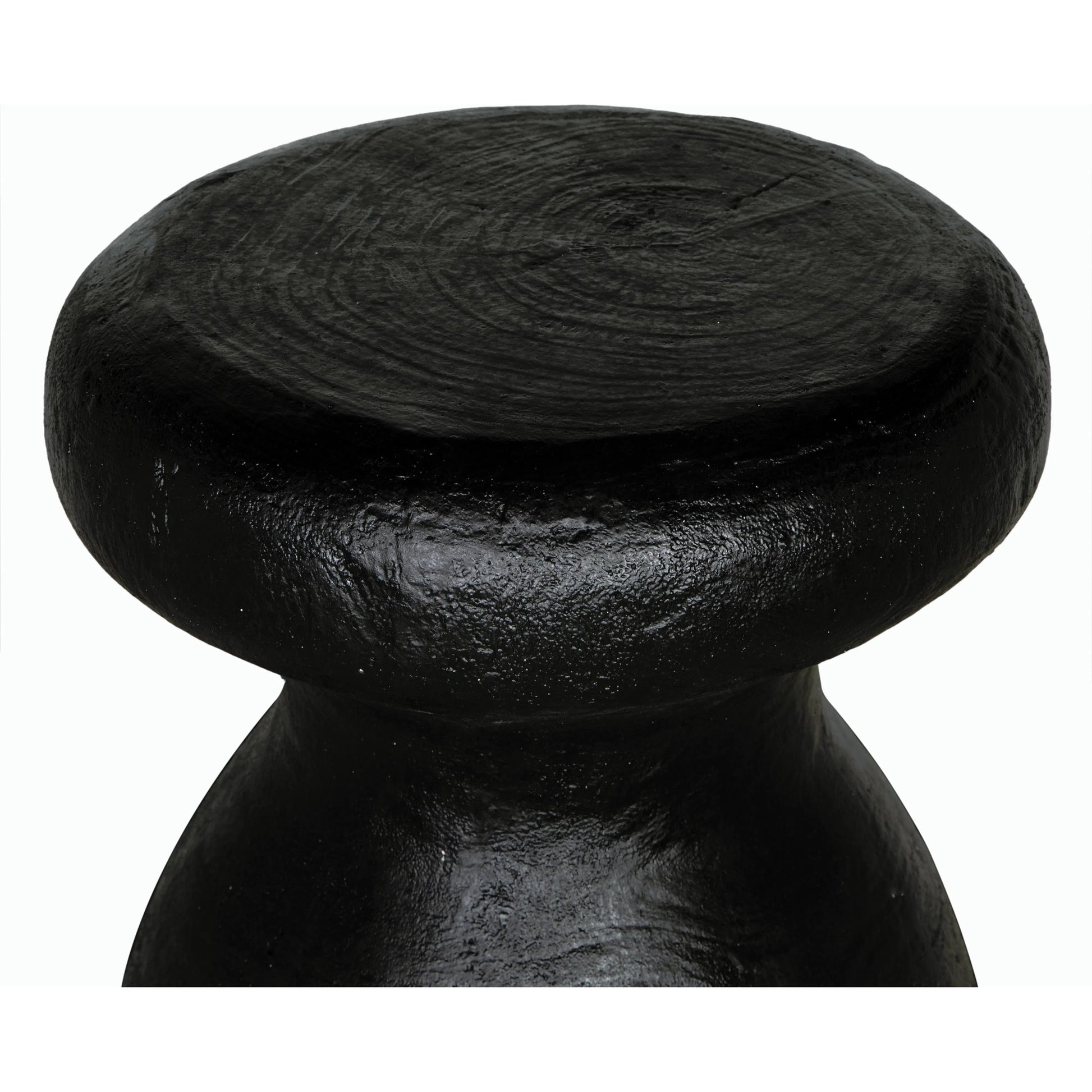 Samson Stool/Side Table by Noir in black burnt fiber cement. Made from fiber cement in a transitional style.