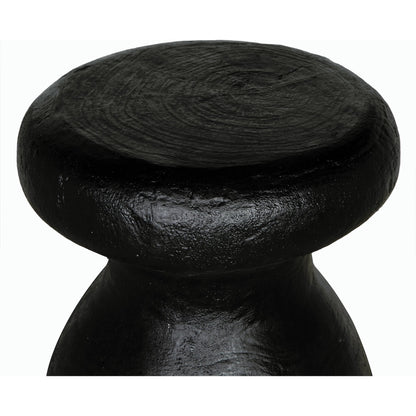 Samson Stool/Side Table by Noir in black burnt fiber cement. Made from fiber cement in a transitional style.
