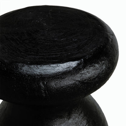 Samson Stool/Side Table by Noir in black burnt fiber cement. Made from fiber cement in a transitional style.