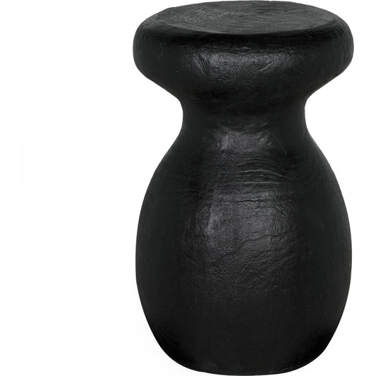 Samson Stool/Side Table by Noir in black burnt fiber cement. Made from fiber cement in a transitional style.