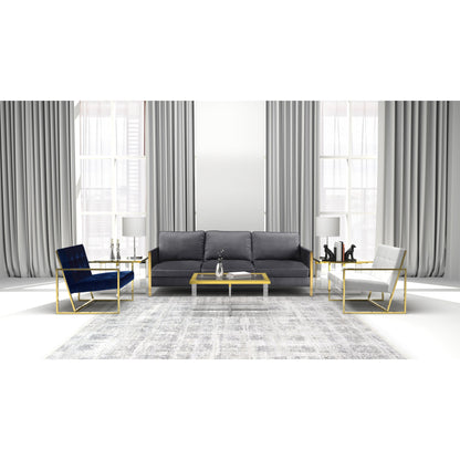 Vicenza Side Table by Pasargad Home in gold and white. Made from lucite in a modern style.