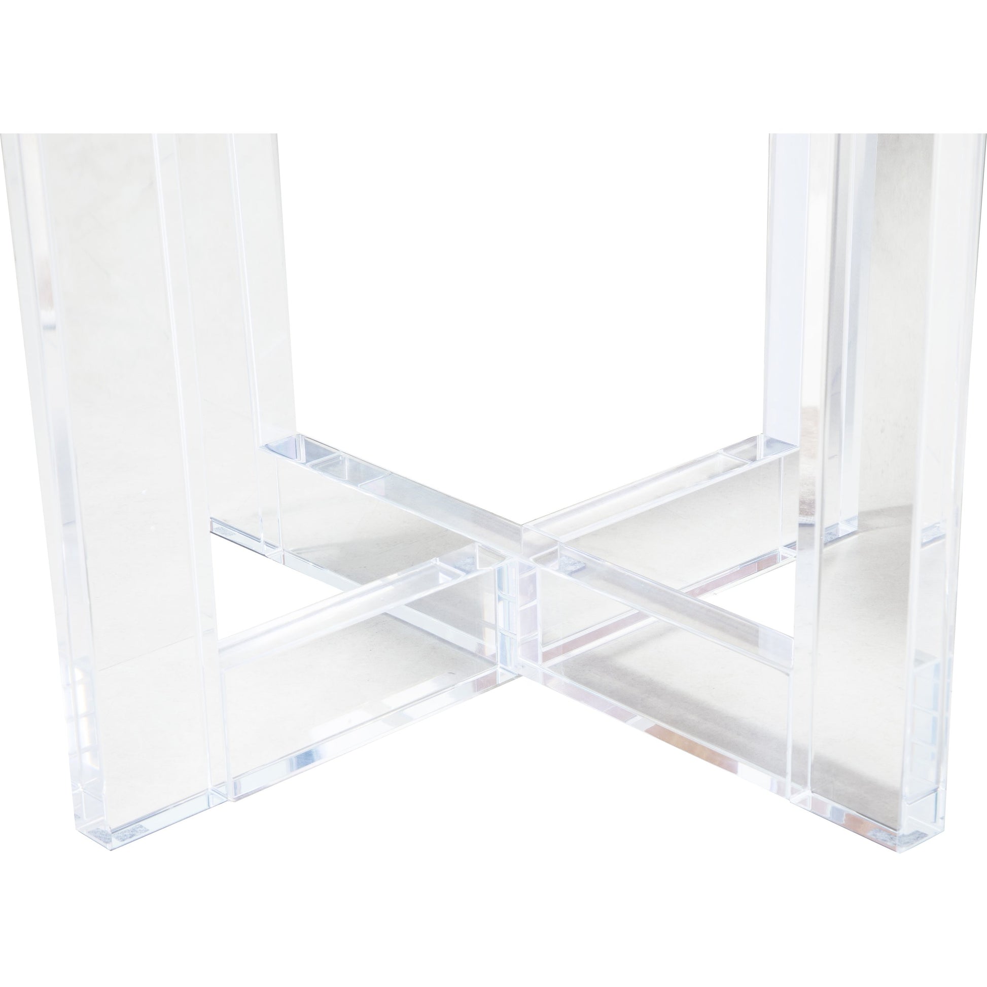 Vicenza Side Table by Pasargad Home in gold and white. Made from lucite in a modern style.