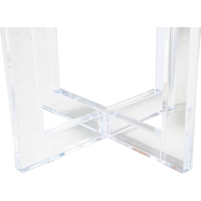 Vicenza Side Table by Pasargad Home in gold and white. Made from lucite in a modern style.