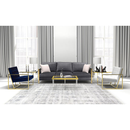 Vicenza Side Table by Pasargad Home in gold and white. Made from lucite in a modern style.