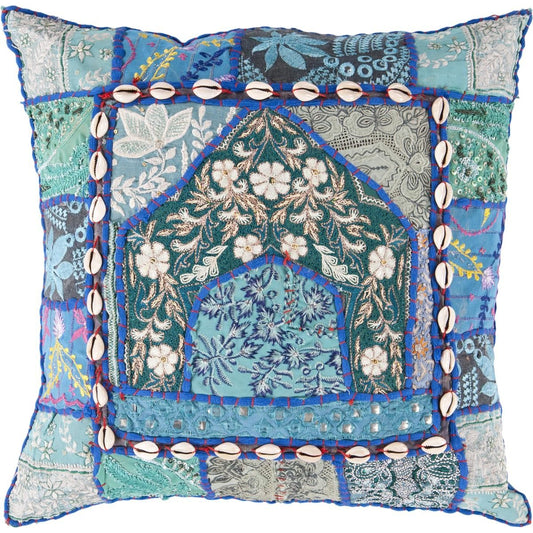 Karma Pillow - 13296 by Surya in teal, sea foam, cobalt, forest, slate, moss, beige, cherry, hot pink, lemon, burnt orange. Made from 50% cotton, 50% po