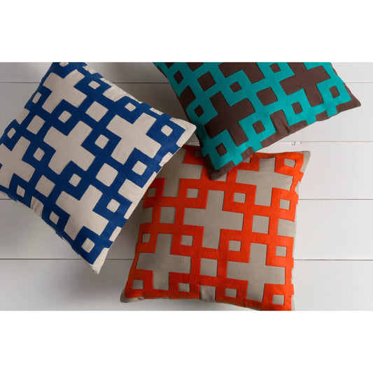 Layered Blocks Pillow - 11025 by Surya. Made from 100% cotton in a modern style.