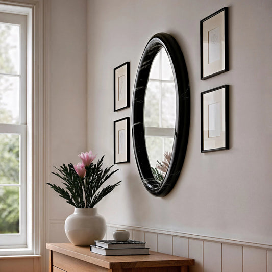 Araminta Accent Mirror by Surya. Made from marble in a transitional style.
