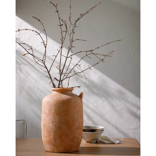 Artefact Tall Vase by Surya in distressed terracotta. Made from terracotta in a unique style.