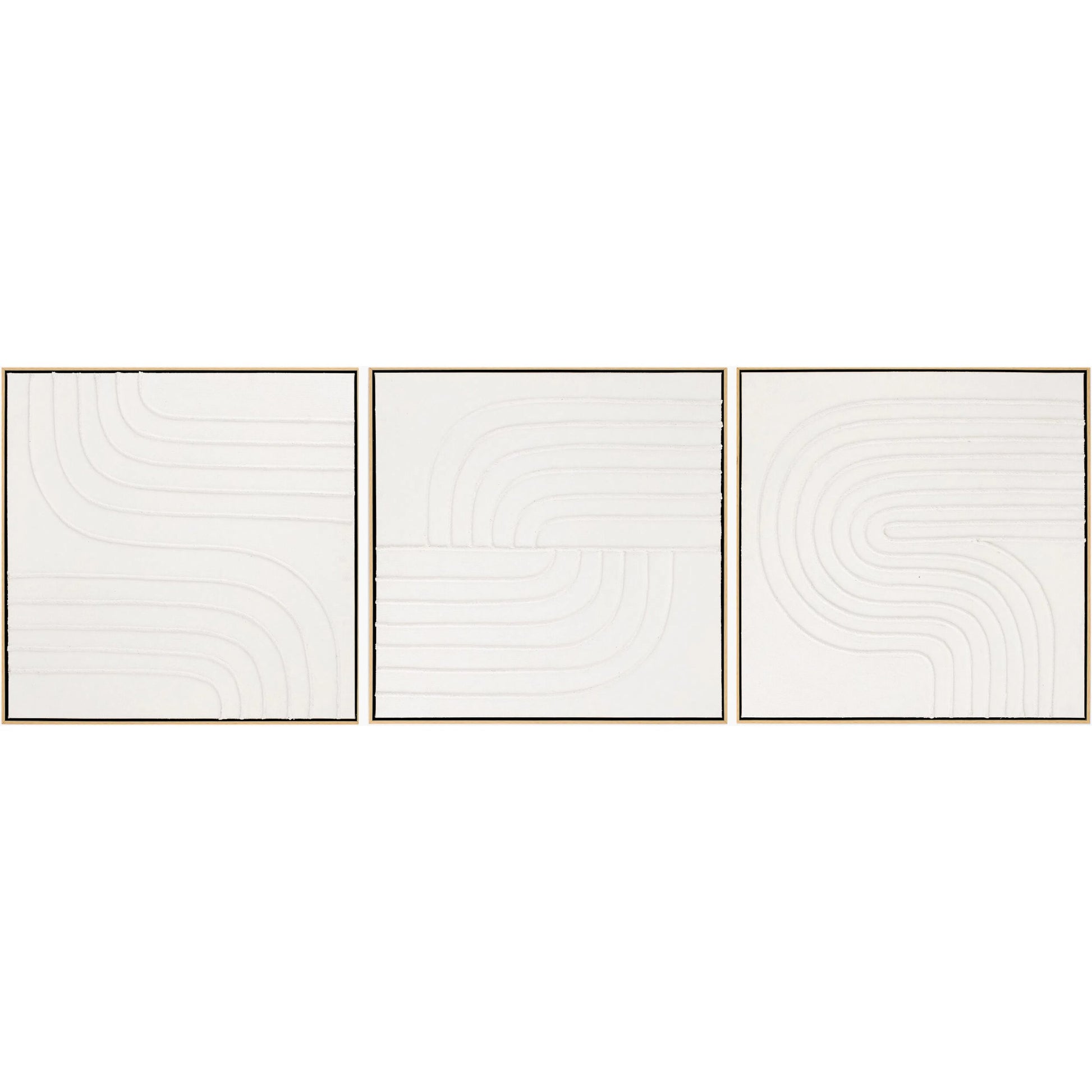 Archaean Framed Art (Set of 3) by Surya in cream, white and hand painted. Made from canvas, polystyrene in a modern style.
