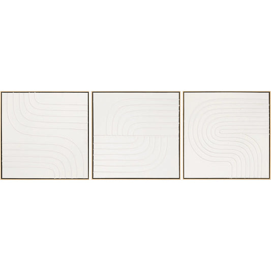 Archaean Framed Art (Set of 3) by Surya in cream, white and hand painted. Made from canvas, polystyrene in a unique style.