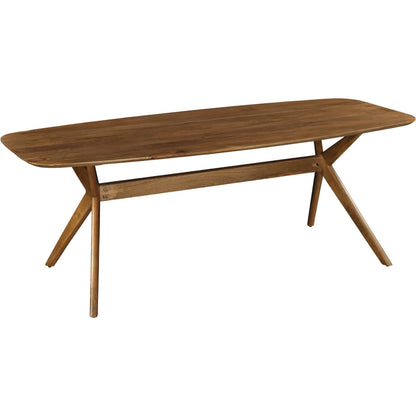 Arcadia Dining Table by LH Imports in brown and light walnut. Made from mango hardwood in a modern style.