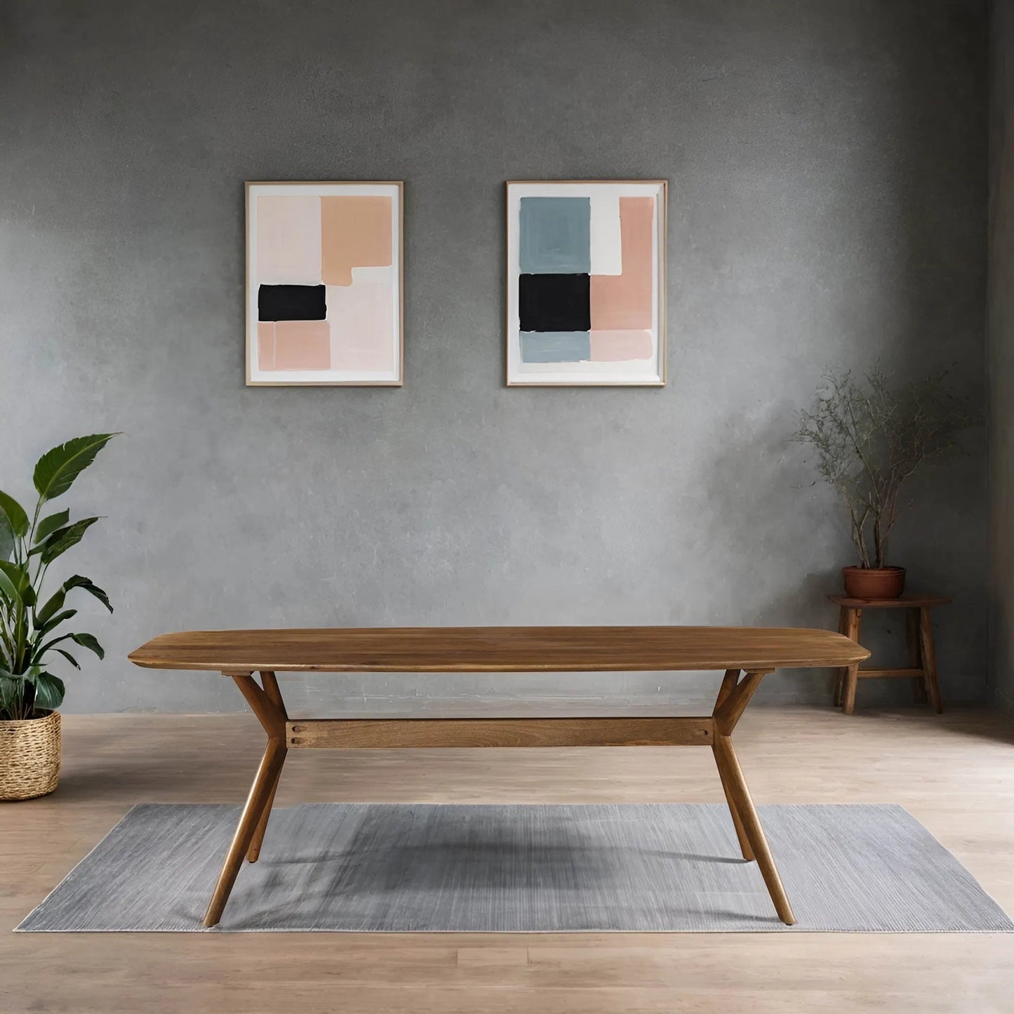 011 SI-2004134 | Lifestyle | Arcadia Dining Table by LH Imports in brown and light walnut. Made from mango hardwood in a modern style.