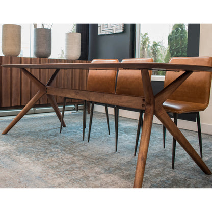 Arcadia Dining Table by LH Imports in brown and light walnut. Made from mango hardwood in a modern style.