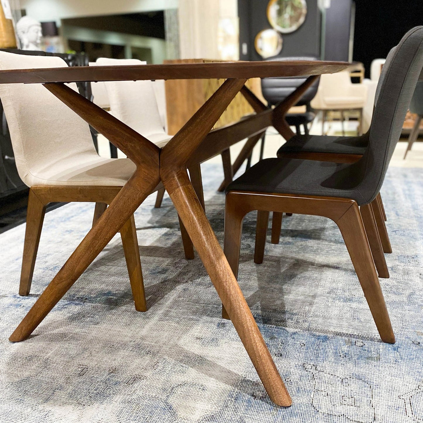 007 SI-2004134 | Lifestyle | Arcadia Dining Table by LH Imports in brown and light walnut. Made from mango hardwood in a modern style.