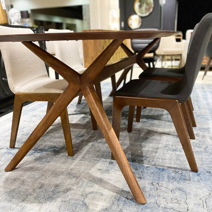 Arcadia Dining Table by LH Imports in brown and light walnut. Made from mango hardwood in a modern style.