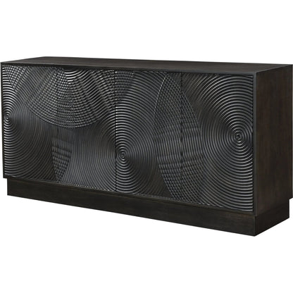 Spiral Sideboard by LH Imports in black. Made from mango hardwood, mdf in a modern style.