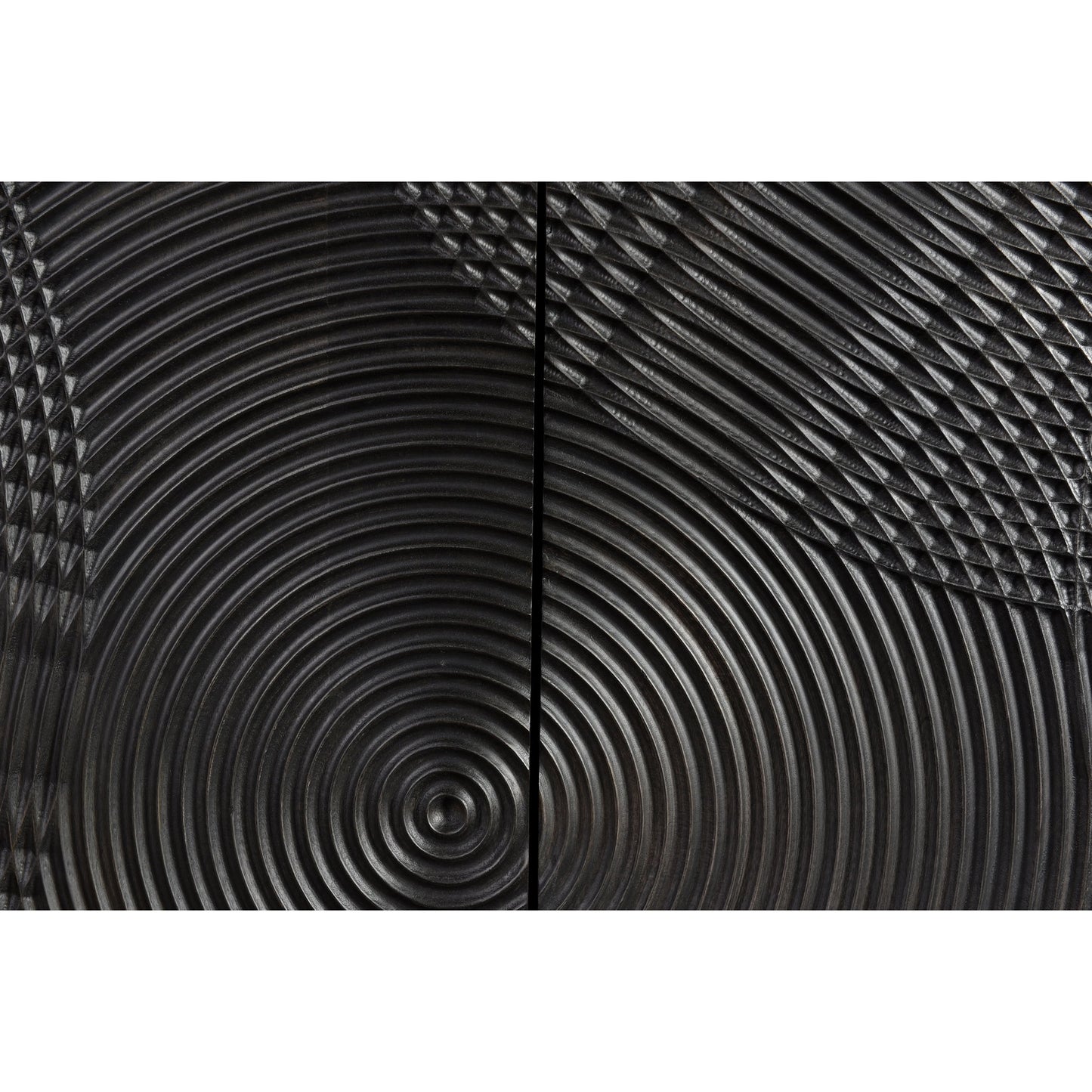 002 SI-2004420 | Closeup | Spiral Sideboard by LH Imports in black. Made from mango hardwood, mdf in a modern style.
