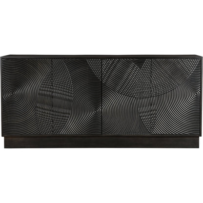 Spiral Sideboard by LH Imports in black. Made from mango hardwood, mdf in a modern style.