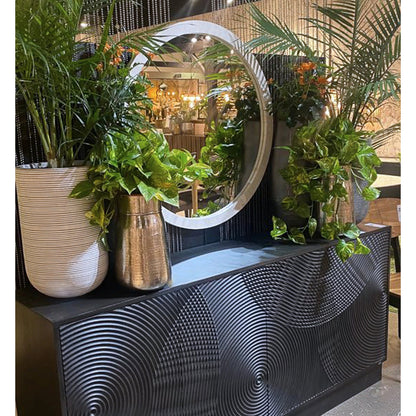 Spiral Sideboard by LH Imports in black. Made from mango hardwood, mdf in a modern style.