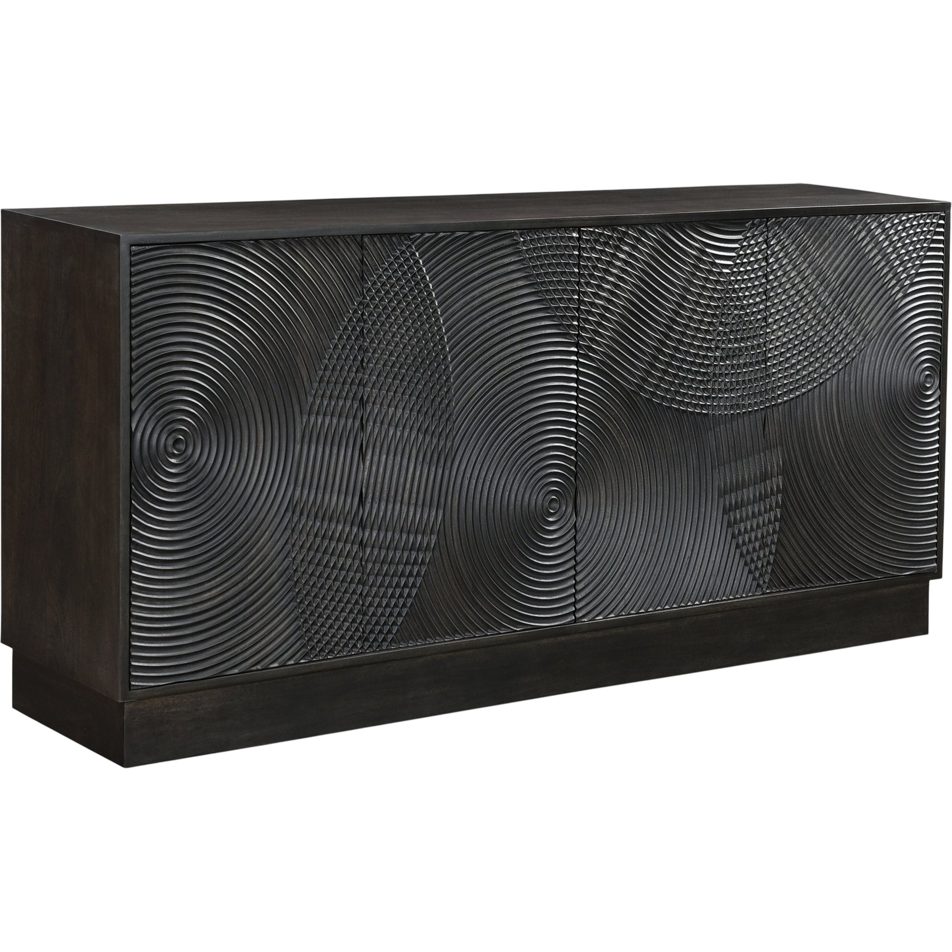 Spiral Sideboard by LH Imports in black. Made from mango hardwood, mdf in a modern style.
