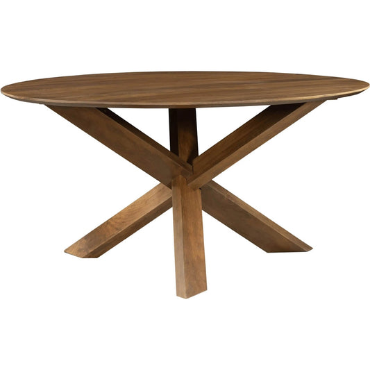 Round 3-Legged Dining Table by LH Imports in medium walnut, light teak. Made from unique in a unique style.