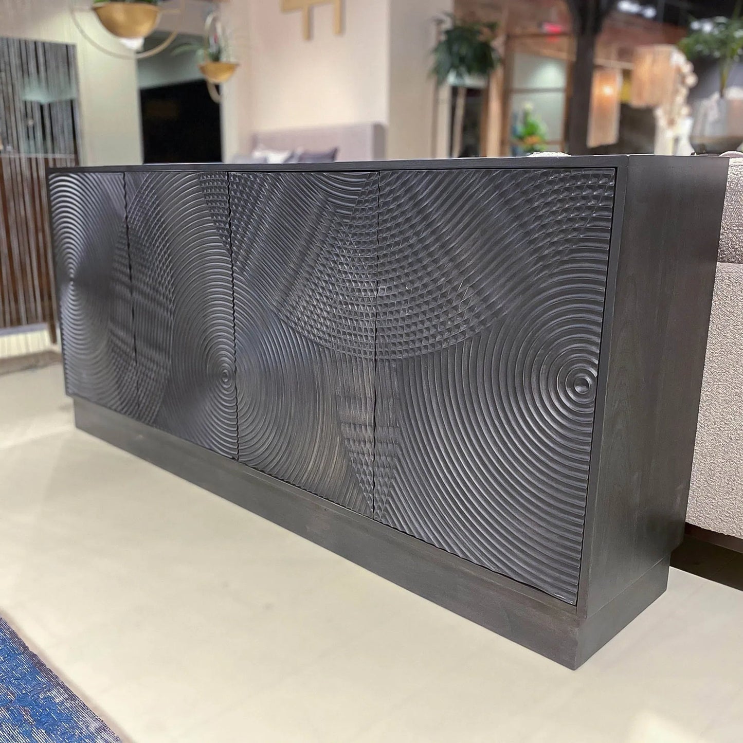 014 SI-2004420 | Lifestyle | Spiral Sideboard by LH Imports in black. Made from mango hardwood, mdf in a modern style.