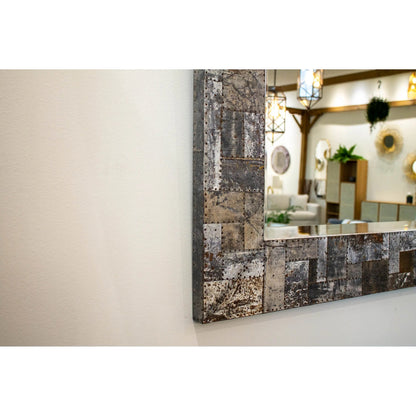 Arcadia Rectangle Mirror by LH Imports in zinc, antique distressed. Made from unique in a modern style.