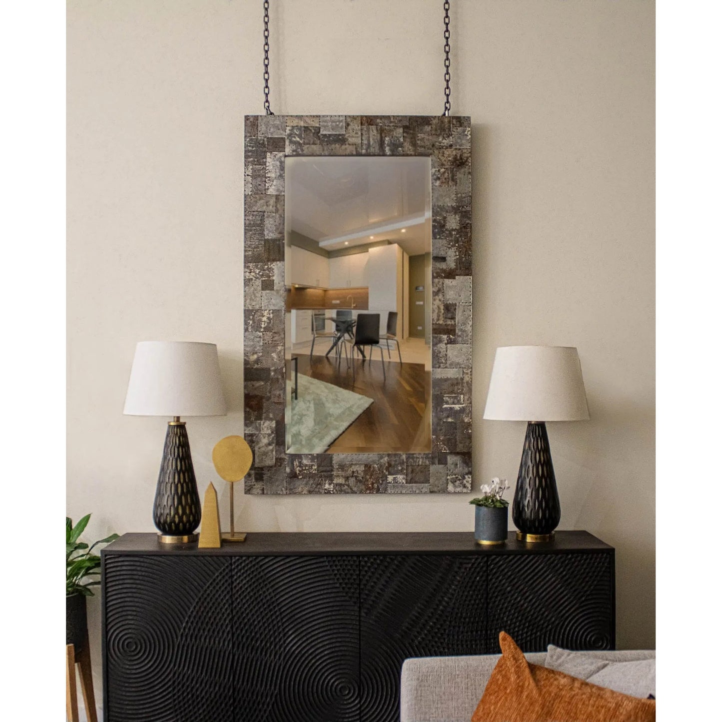 006 SI-2452741 | Lifestyle | Arcadia Rectangle Mirror by LH Imports in zinc, antique distressed. Made from unique in a modern style.