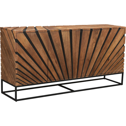 Virtual Sideboard by LH Imports in brown and light teak, black. Made from mango hardwood, mdf, iron in a modern style.