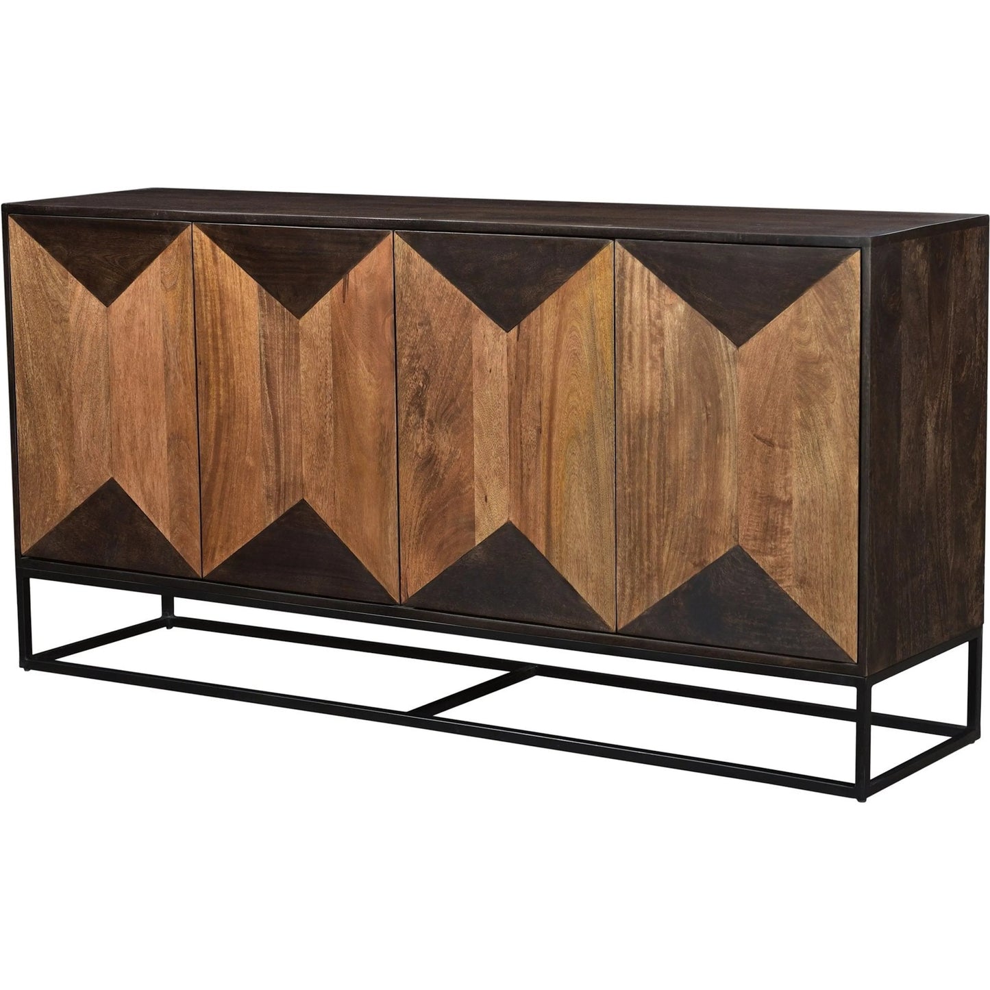 018 SI-2004271 | Additional Silo | Illusion Sideboard by LH Imports in brown, light brown and medium walnut, light teak. Made from iron, mango hardwood, mdf in a modern style.