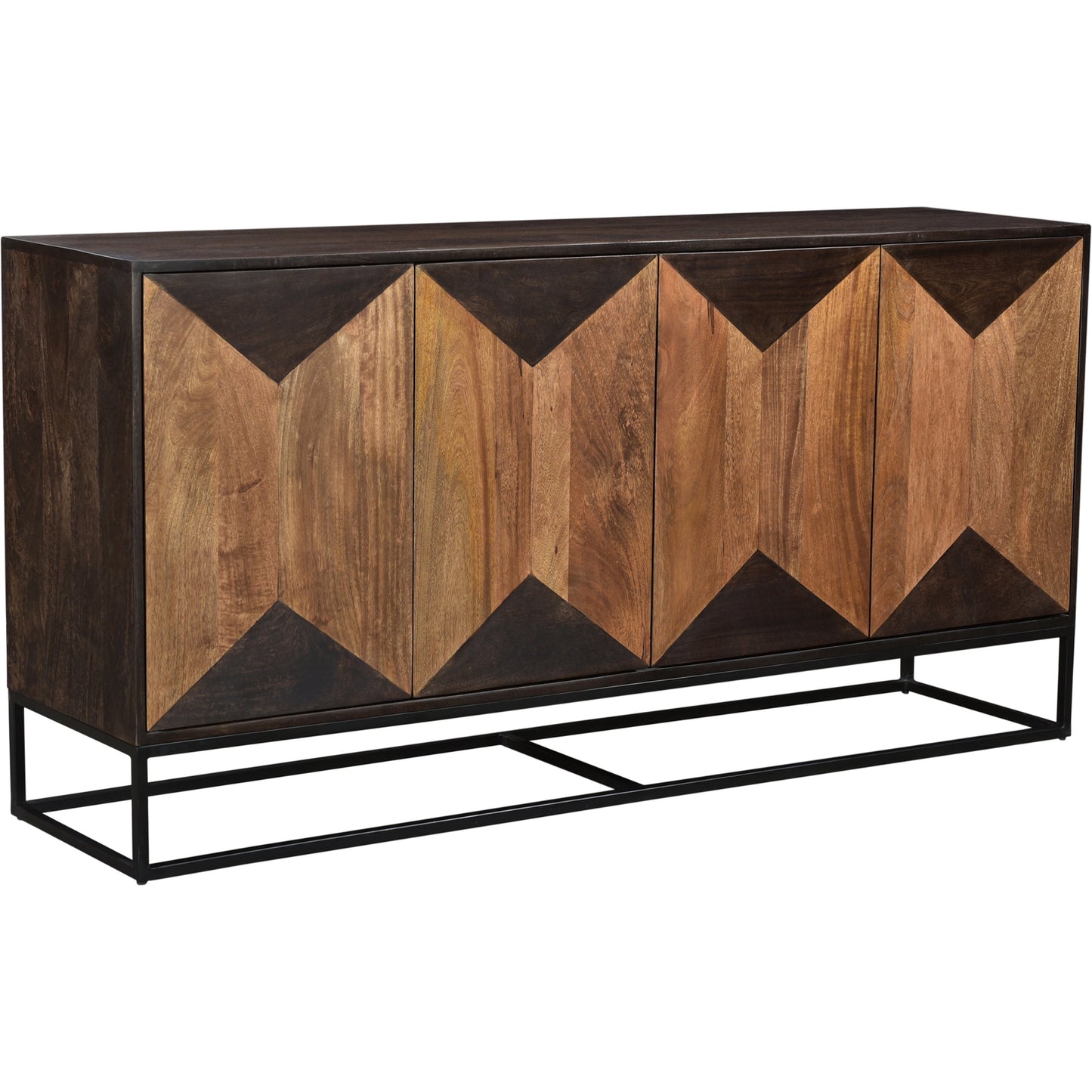 000 SI-2004271 | Primary Silo | Illusion Sideboard by LH Imports in brown, light brown and medium walnut, light teak. Made from iron, mango hardwood, mdf in a modern style.