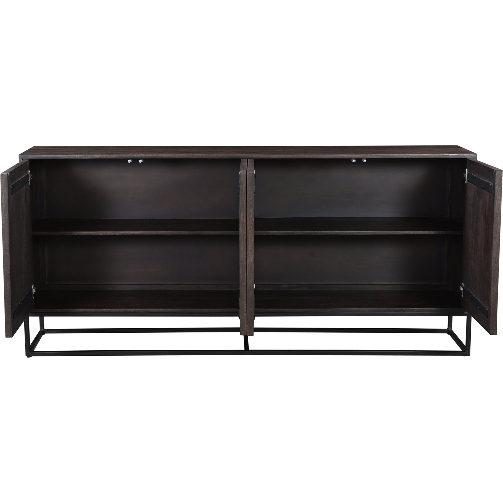 Illusion Sideboard by LH Imports in brown, light brown and medium walnut, light teak. Made from iron, mango hardwood, mdf in a modern style.