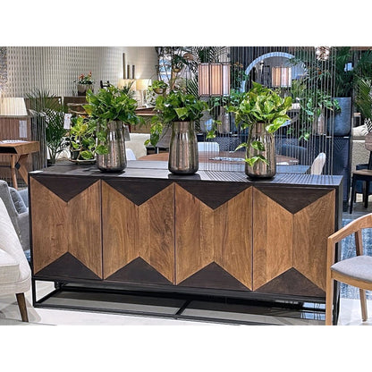 Illusion Sideboard by LH Imports in brown, light brown and medium walnut, light teak. Made from iron, mango hardwood, mdf in a modern style.