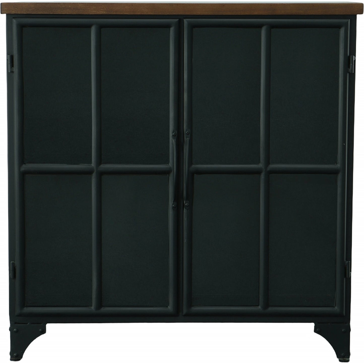 002 SI-2004429 | Additional Silo | Tradition Two Door Sideboard by LH Imports in black and teak, black. Made from mango hardwood, reclaimed iron, glass in a modern style.