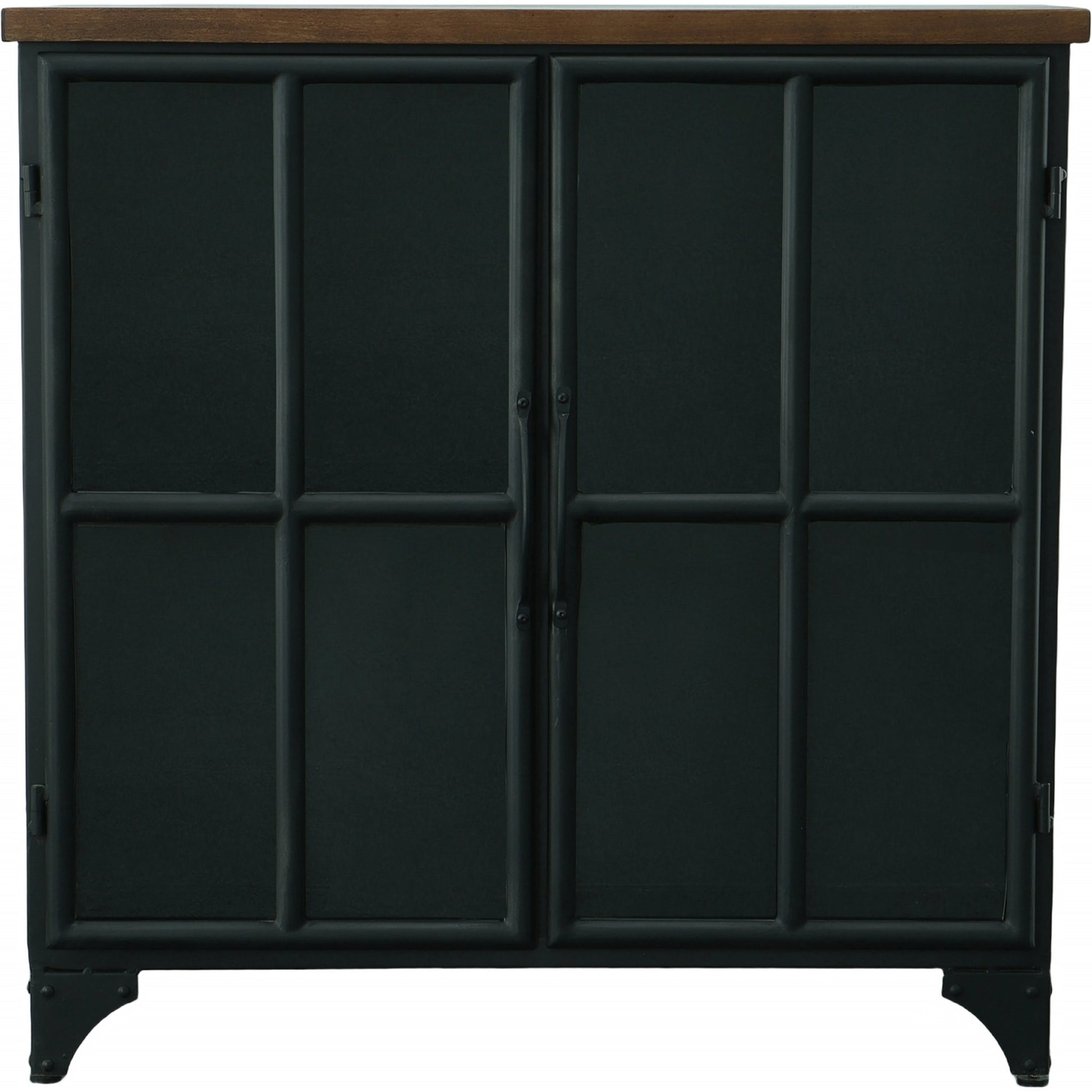 Tradition Two Door Sideboard by LH Imports in black and teak, black. Made from mango hardwood, reclaimed iron, glass in a modern style.