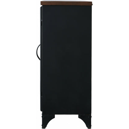 Tradition Two Door Sideboard by LH Imports in black and teak, black. Made from mango hardwood, reclaimed iron, glass in a modern style.