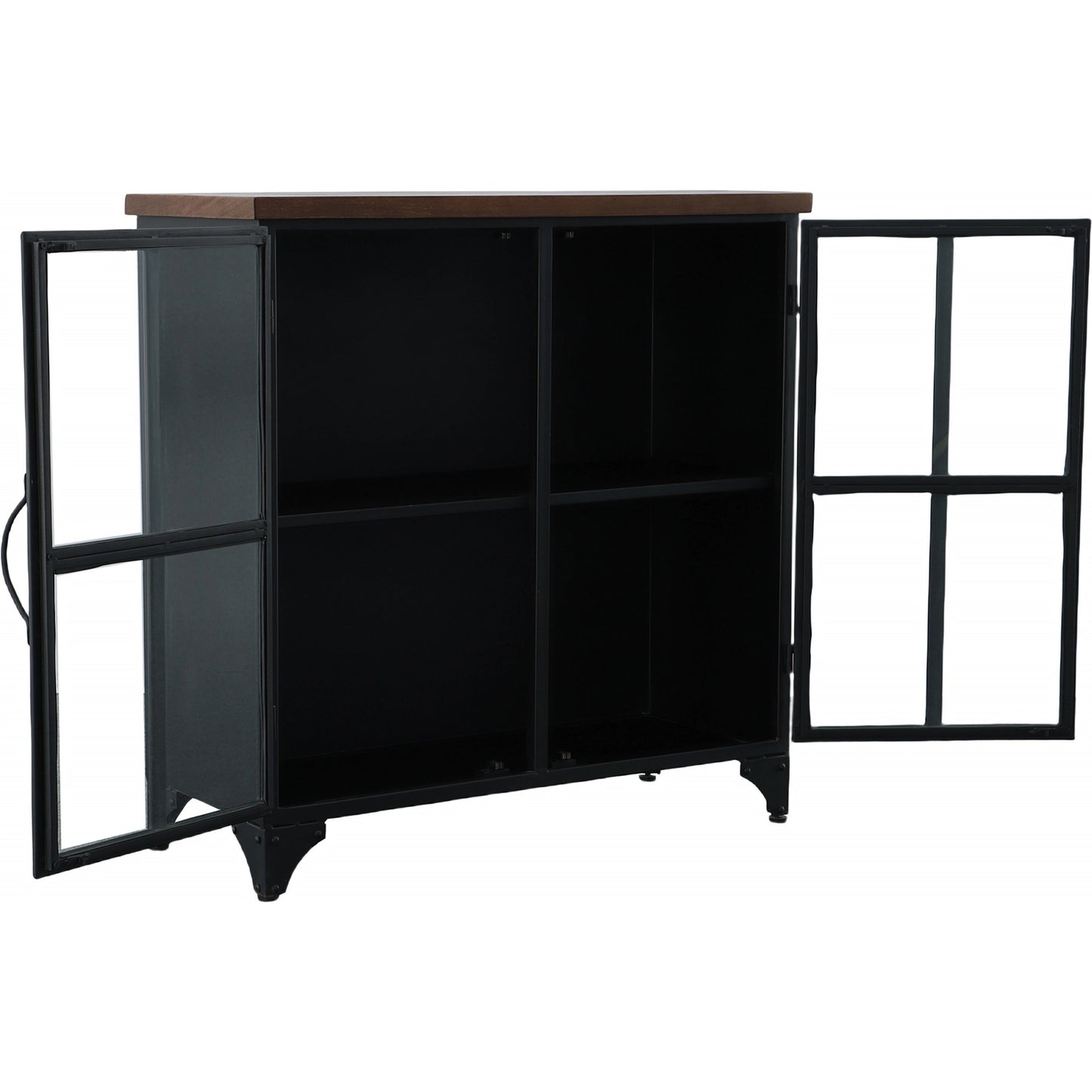007 SI-2004429 | Additional Silo | Tradition Two Door Sideboard by LH Imports in black and teak, black. Made from mango hardwood, reclaimed iron, glass in a modern style.