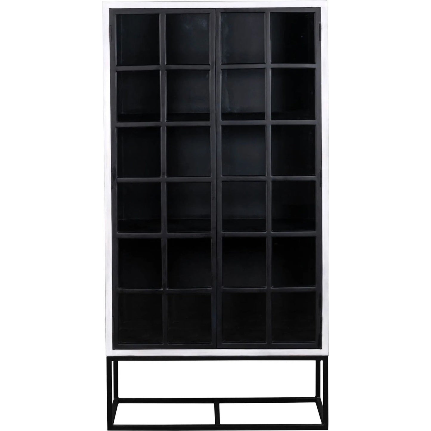 001 SI-2324962 | Additional Silo | Caged Tall Cabinet by LH Imports in white, black and white, black. Made from mango wood, metal frame, tempered glass in a unique style.