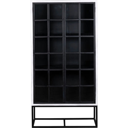 Caged Tall Cabinet by LH Imports in white, black and white, black. Made from mango wood, metal frame, tempered glass in a unique style.