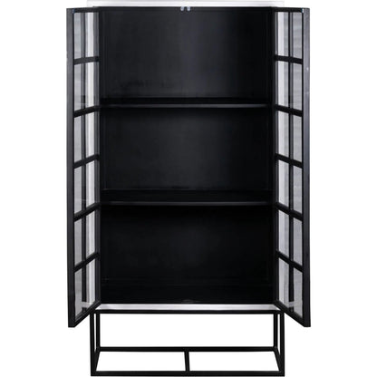 Caged Tall Cabinet by LH Imports in white, black and white, black. Made from mango wood, metal frame, tempered glass in a unique style.